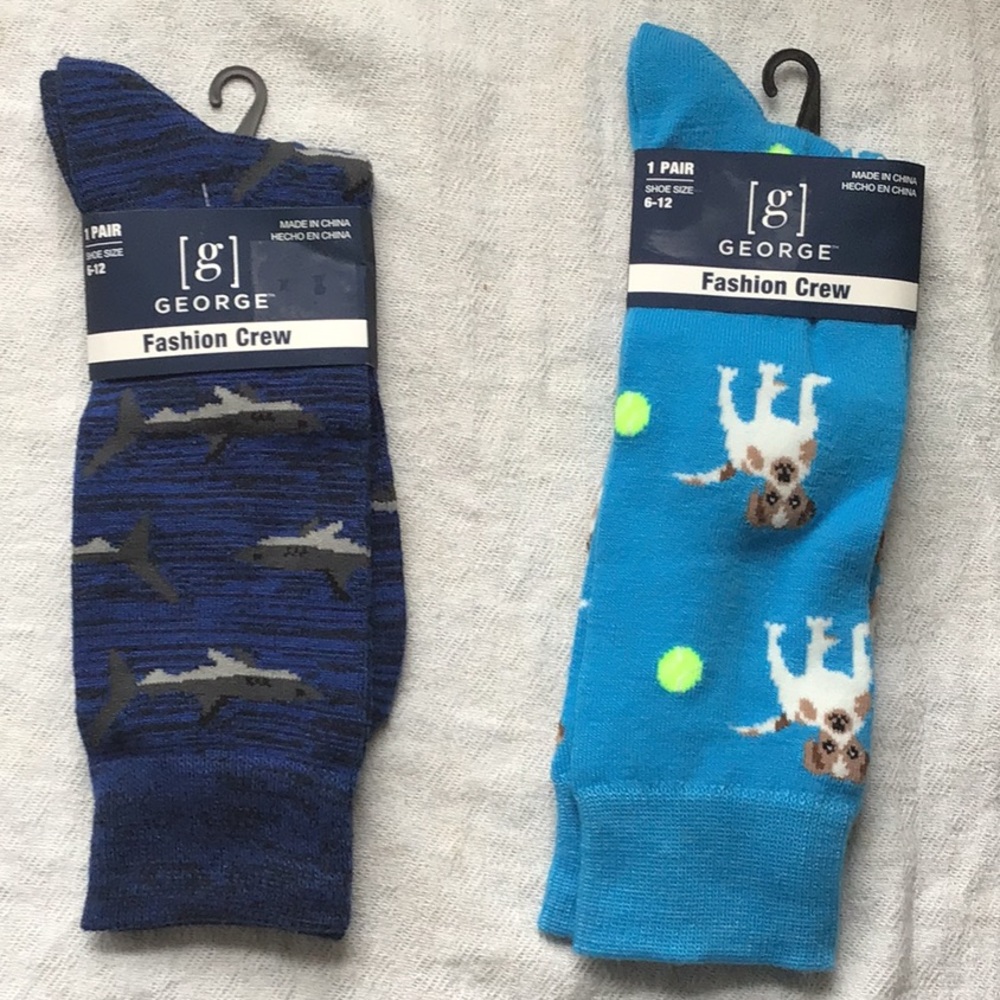 2 pair of fashion crew socks, animal print